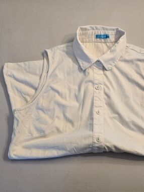 J.Mclaughlin Betty Sleeveless Shirt White Collared Button Front Catalina Cloth M
